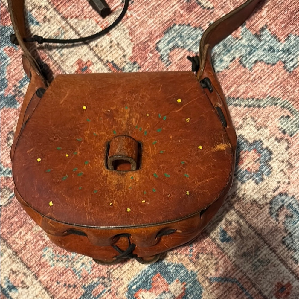 Vintage 70s Hippie Brown Leather Women's Bag - Picture 2 of 12